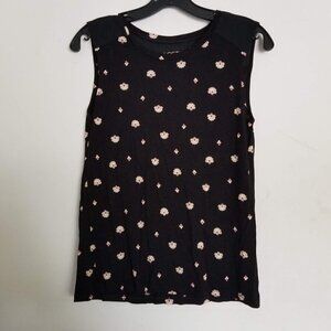 Loft Floral Print Semi Sheer Sleeveless Blouse Top